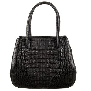 Byron New York Crocodile Handle Bag (Black Caiman)